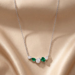 2.20 CT Pear Emerald & Diamond Pendant