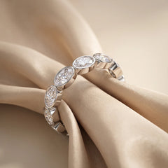 2.16 CT East-West Oval Bezel Diamond Full Eternity Ring