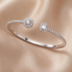 3.73 CT Round & Emerald-Cut Diamond Open Cuff Bangle