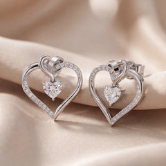 2.57 CT Open Heart with Dangling Diamond Earrings