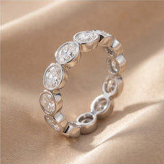 2.16 CT East-West Oval Bezel Diamond Full Eternity Ring