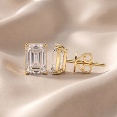 1 CT Emerald-cut Diamond Solitaire Stud Earrings
