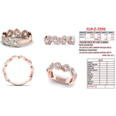 1.32 CT Pear & Emerald-Cut Diamond Halo Half Eternity Ring