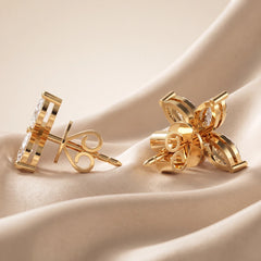 1.6 CT Marquise Diamond Four-Petal Stud Earrings