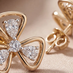 0.42 CT Pear Diamond Open Trefoil Studs