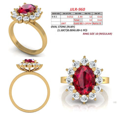 2.12 CT Ruby & Diamond Oval Halo Ring