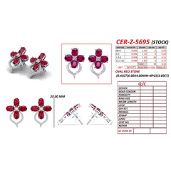 4.03 CT Ruby & Diamond Clover Stud Earrings