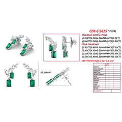3.1 CT Emerald & Diamond Vertical Two-Stone Climber Earrings