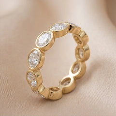 2.16 CT East-West Oval Bezel Diamond Full Eternity Ring