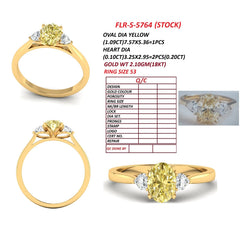 1.32 CT Oval Cut Three Stone Ring - Yellow Diamond