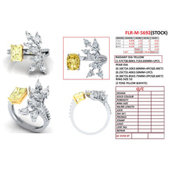 2.98 CT Yellow Radiant Diamond Cluster Open Ring