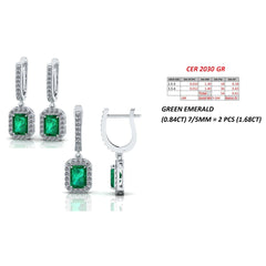 2.29 CT Green Emerald Huggie Drop Earrings