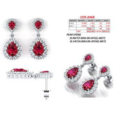 3.03 CT Ruby & Diamond Pear Halo Drop Earrings