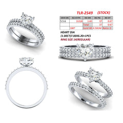 1.66 CT Heart Solitaire Pavé Twin Ring