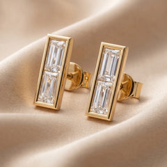 0.20 CT Framed Baguette Diamond Studs