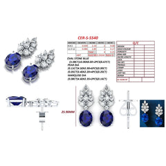 8.18 CT Oval Sapphire Cluster Drop Earrings