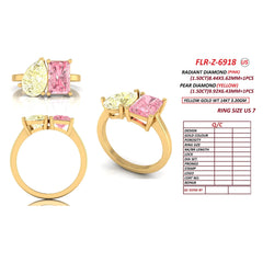 3.25 CT Fancy Yellow Pear & Pink Radiant Toi et Moi Ring