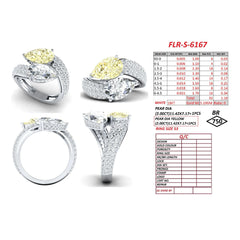 5.72 CT Pear Cut Bypass White & Yellow Diamonds Ring