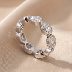 4.05 CT East-West Pear Bezel Diamond Full Eternity Ring