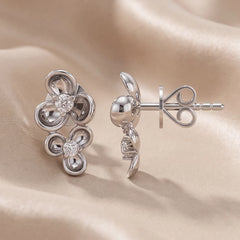 0.17 CT Double Petal Flower Diamond Accent Studs