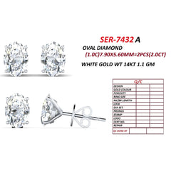2 CT Oval Diamond Solitaire Stud Earrings