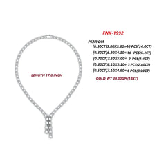 27.20 CT Pear Diamond Tennis Necklace with Drop