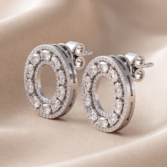 1.56 CT Oval Diamond Open Halo Stud Earrings