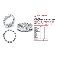 4.20 CT Pear Bezel Diamond Full Eternity Ring