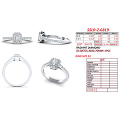 0.84 CT Radiant Halo Ring with Pavé Band