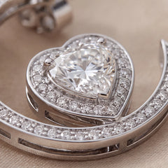 1.64 CT Diamond Heart Crescent Earrings