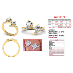 1.14 CT Pear & Emerald Cut Bypass Ring