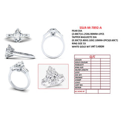 2.71 CT Pear & Baguette Three Stone Ring