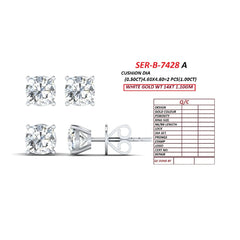 1 CT Cushion Diamond Solitaire Stud Earrings