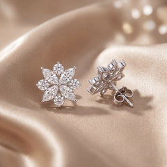 3.67 CT Marquise & Round Diamond Cluster Studs