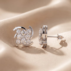 2.93 CT Round Diamond Cluster Swirl Stud Earrings