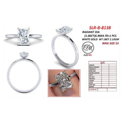 1 CT Radiant Solitaire Ring