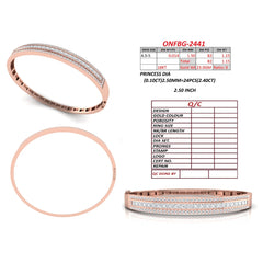 3.55 CT Princess-Cut & Pavé Diamond Channel Bangle