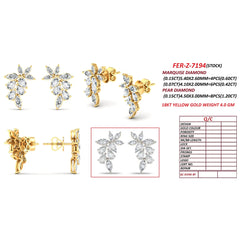 2.22 CT Marquise & Pear Diamond Cluster Earrings
