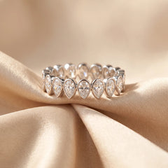 2.16 CT Pear Bezel Diamond Full Eternity Ring