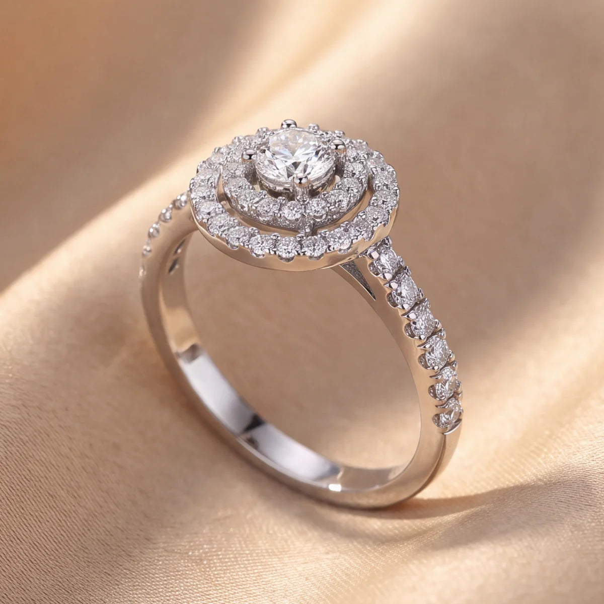 0.49 CT Round Double Halo Ring