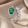 5.16 CT Pear Green Emerald & Heart Open Ring