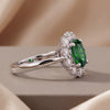 1.86 CT Oval Green Emerald Halo Ring