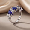 4.04 CT Oval Sapphire & Round Half Eternity Ring