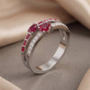 2.07 CT Oval Ruby Two-Stone Baguette Diamond Channel Ring
