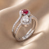 1.87 CT Pear Ruby Halo Bypass Ring