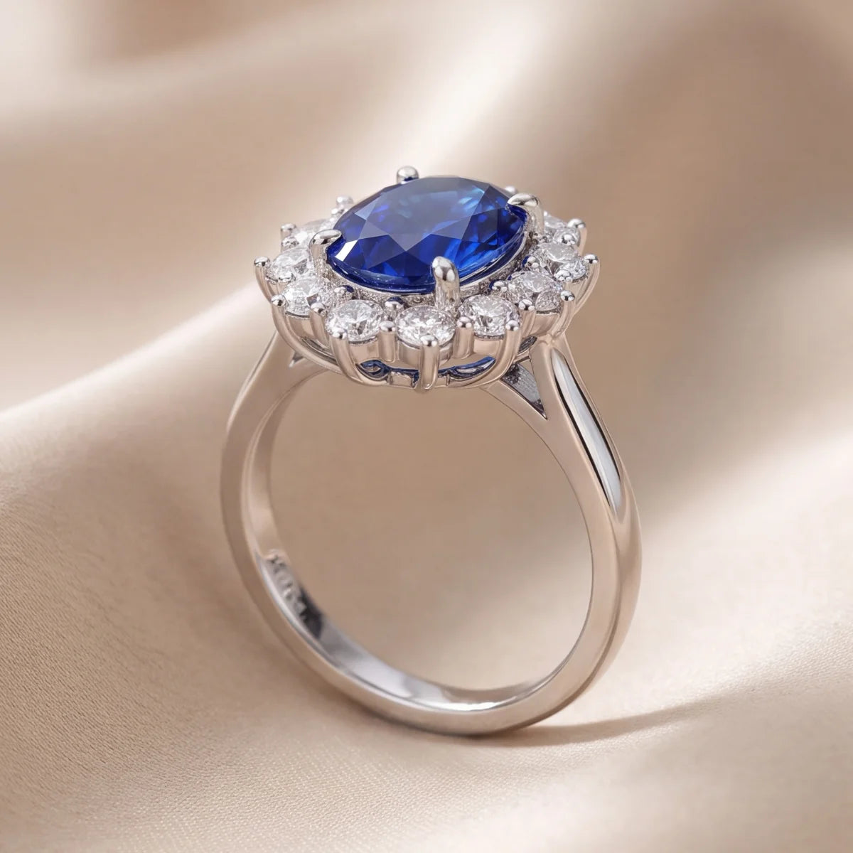 2.62 CT Oval Sapphire Halo Ring