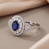 2.11 CT Oval Sapphire Double Halo Ring