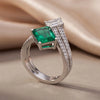 3.21 CT Emerald-cut Green Stone & Diamond Bypass Ring