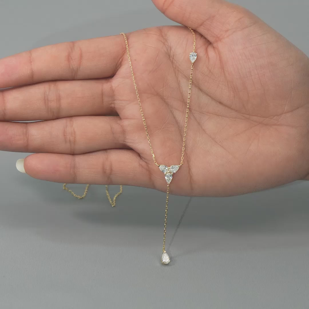 1.08 CT Pear Cut Drop Necklace