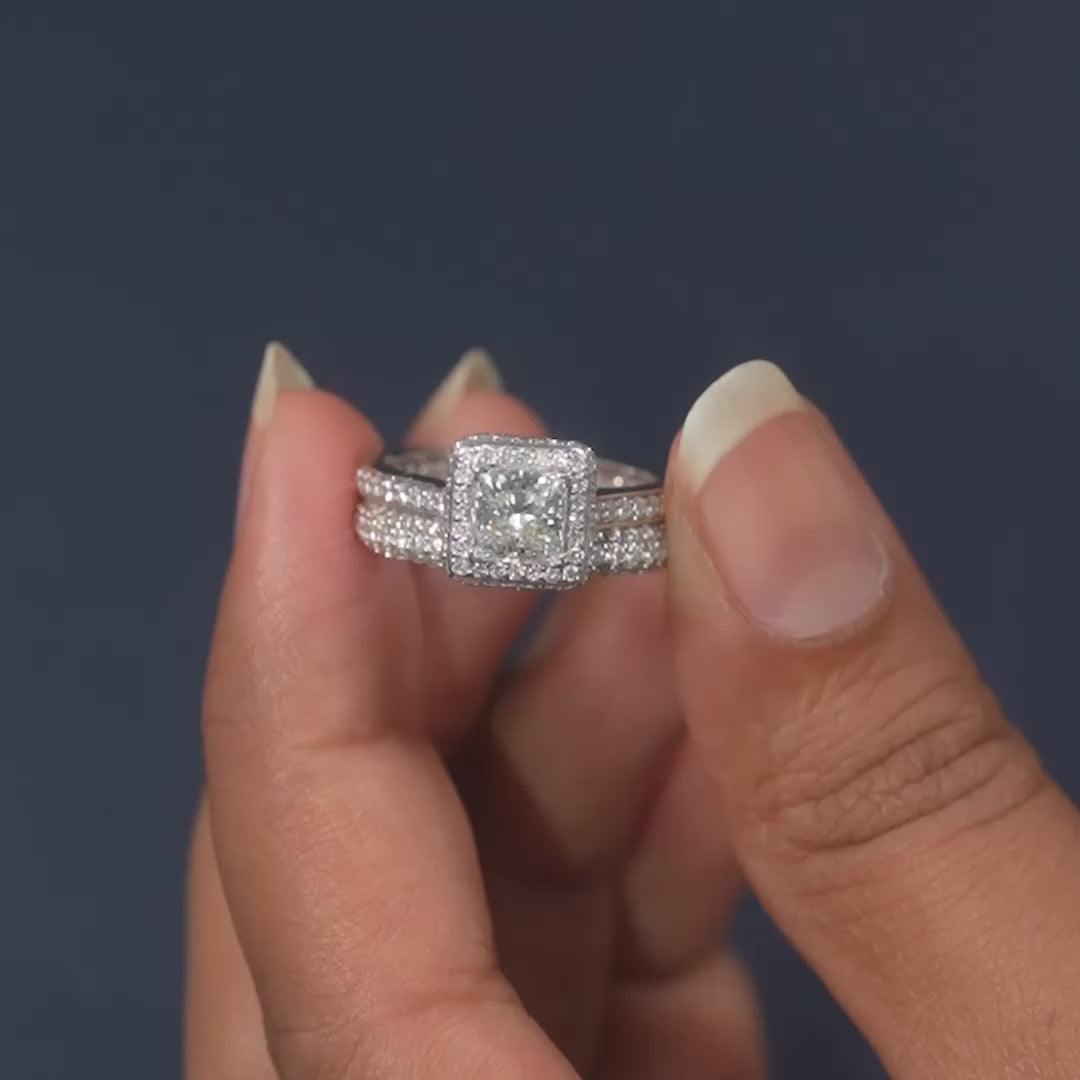 2.57 CT Princess Halo Pavé Twin Ring